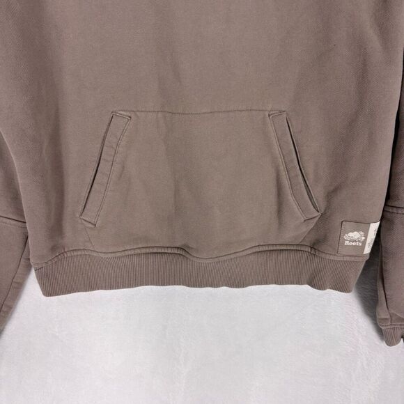Roots Canada Brown Hooded Pullover Cotton/Poly Blend Semi Cropped Sweatshirt Siz - Picture 5 of 13